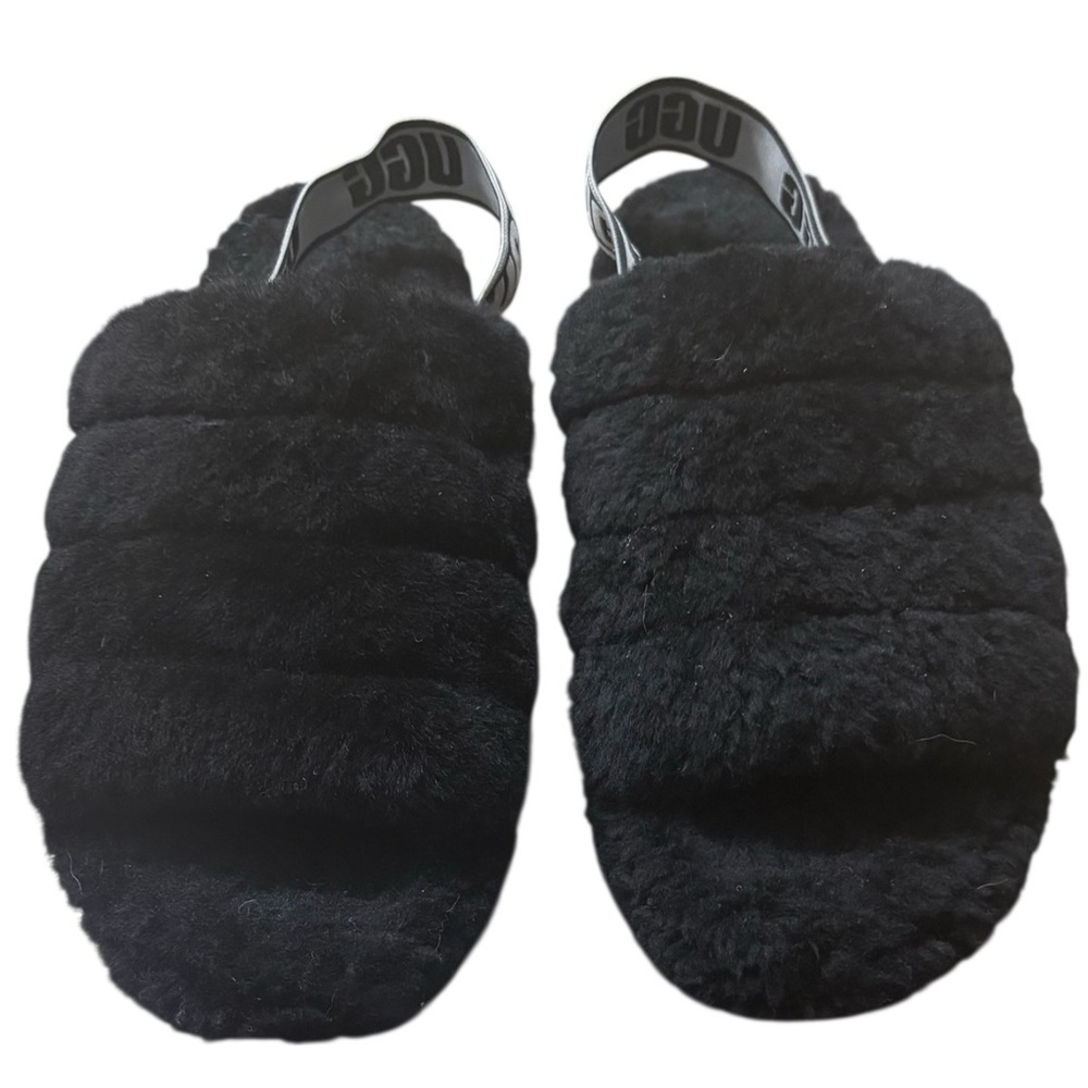 UGG "Fluff Yeah!" Platform Slide Logo Band in Classic Black Size 8 - Picture 4 of 10